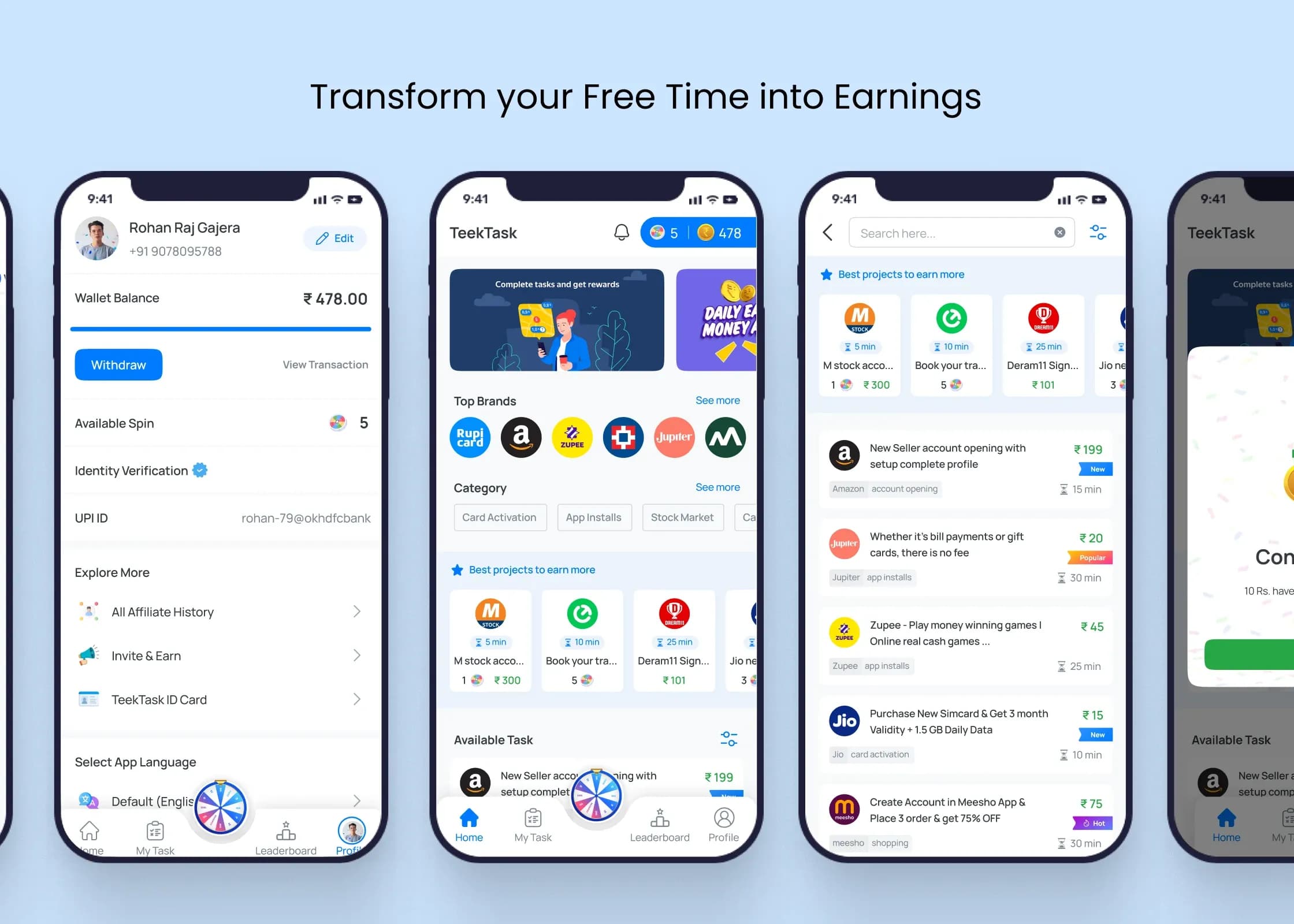TeekTask service page - work Section