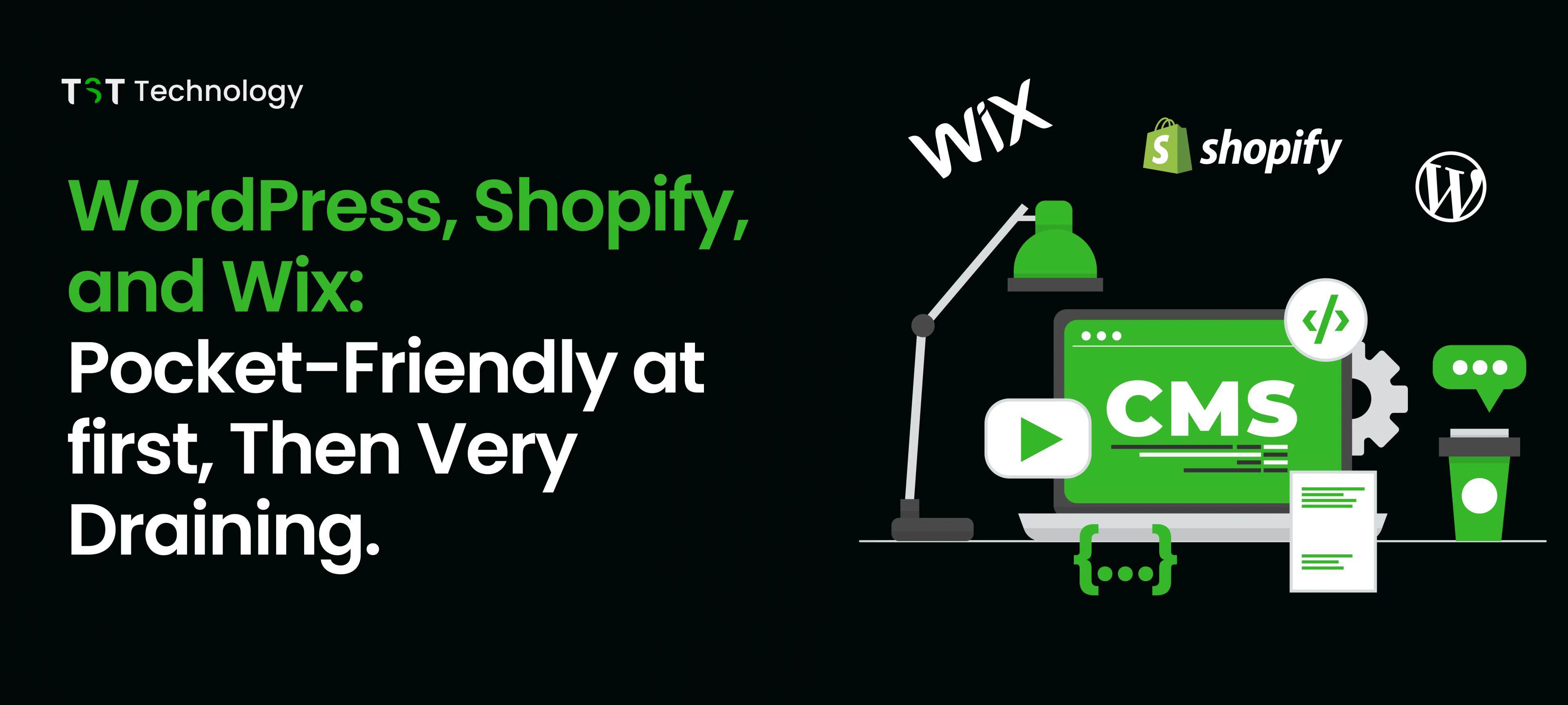 WordPress, Shopify, and Wix Pocket-friendly at first, then very draininng